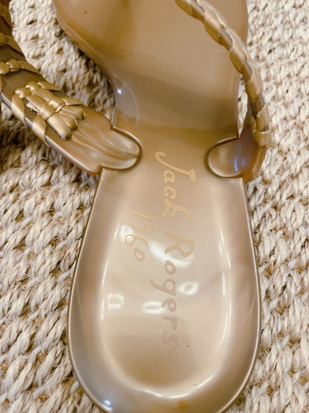 Jack Rogers Tinsley Jelly Thong Sandals Gold Women’s Size 8 - Picture 6 of 6